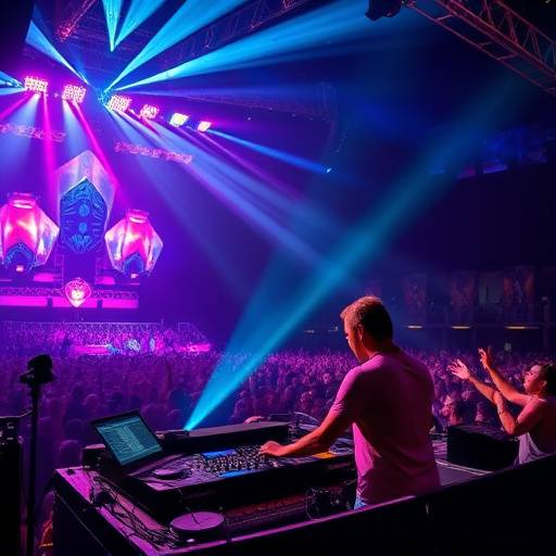 David Guetta mixant lors d'un festival de musique électronique à Ibiza.